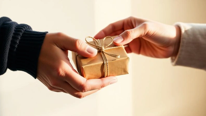 Hands exchanging a thoughtful gift between best friends