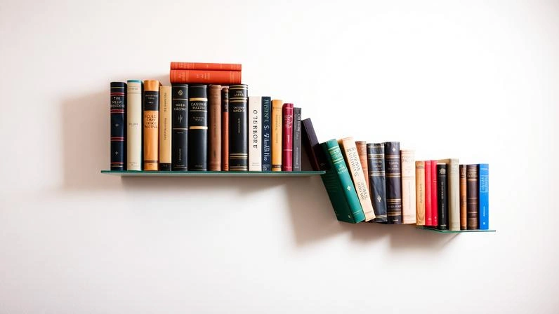 Invisible bookshelf creating the illusion of floating books