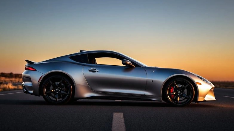 A luxurious sports car on a scenic road representing excitement for car enthusiasts